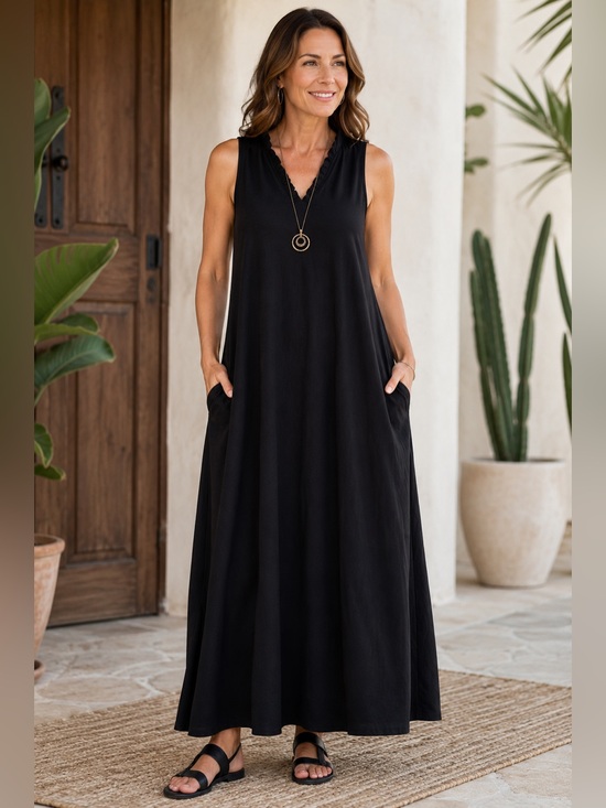 Parsley & Sage Dresses & Skirts - Parsley & Sage Black Maxi Dress Size Large Sleeveless Pockets Boho NWT